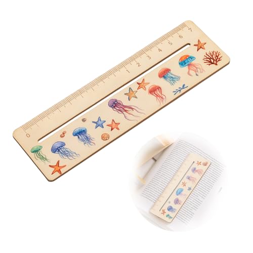 JEYORZY 1PCS Lesehilfe Kinder 1 Klasse Lesehilfe 2025 Schulkind Personalisiert Holz Lesezeichen Leselineal zur Einschulung Kinder Schulanfang Geschenkidee Schultüten Füllung(Qualle) von JEYORZY