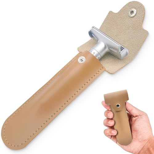JEYORZY 1 pcs Rasiererhülle Aus Kunstleder, Double Edge Rasierkopfschutzscheide, Schutzhülle für Sicherheitsrasierer aus Kunstleder, Tragbares Reiseetui für Rasierer, Robuste Schutzhülle von JEYORZY