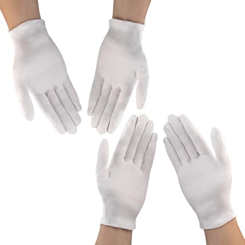 JEYORZY 2 Paar weiße Baumwoll handschuhe aus Baumwolle, Weich und Flexibel, Wiederverwendbare Schutzhandschuhe für Polizei Formale Smoking Ehrengarde und besondere Anlässe von JEYORZY