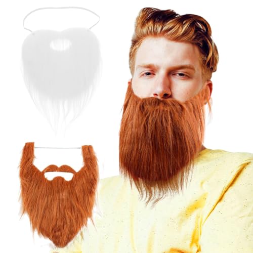 JEYORZY 2 Stück Lustige Schnurrbärte mit Verstellbarem, Karneval Bärte, Party-Künstlicher Bart, Gefälschte Bärte Schnurrbärte, Lustige Schnurrbärte, Halloween Lustiger Zubehör Falscher Kostüm Whisker von JEYORZY