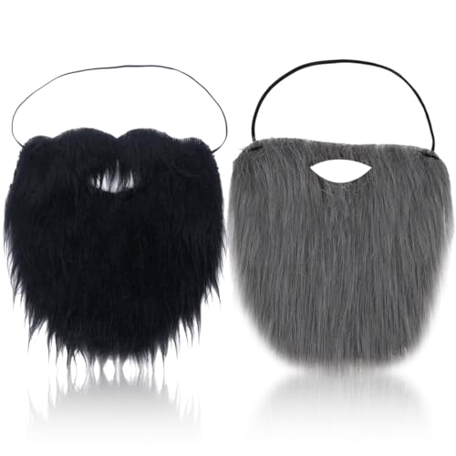 JEYORZY 2 Stück Party-Künstlicher Bart, Gefälschte Bärte Schnurrbärte, Halloween Bart, Lustige Schnurrbärte, Halloween Lustiger Zubehör Falscher Kostüm Whisker für Festivals Partys, Maskerade-Partys von JEYORZY