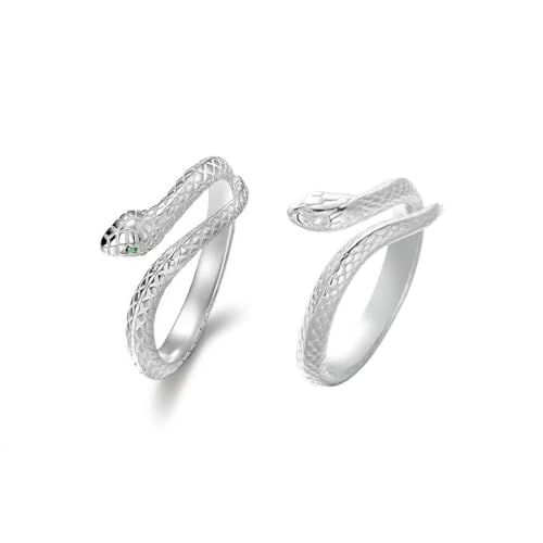 JEYORZY 2 Stück Vintage Lange Kristall Schlange Ring Silber Strass Spiral Schlange Ring Schlange Öffnung Finger Ring Punk Reptil Schlange Ring Einstellbar Statement Ring Schmuck Für Frauen Und Mädchen von JEYORZY