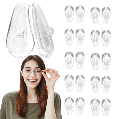 JEYORZY 20 Paar brillen nasenpads,Nasenpads zum Einstecken Rutschfeste Brille Nasenpads Weiche Silikon Transparent für Brillen Sonnenbrillen Rutsch Stopper Gläser Nasenpad Brille Zubehör-B von JEYORZY