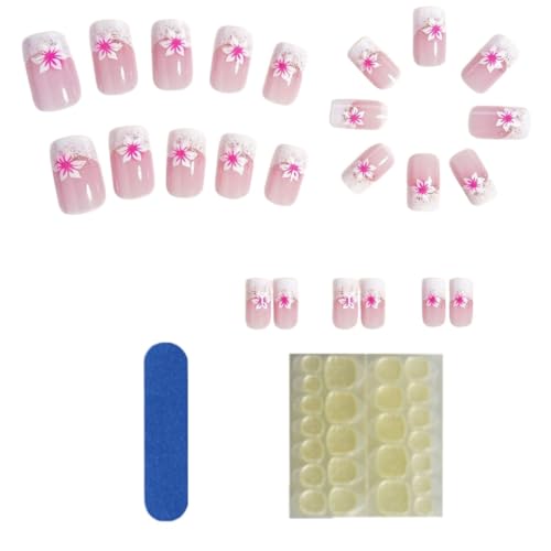 JEYORZY 24 Pcs Press on Nails Kurze Quadratische Chrom Falsche Nägel mit Design French Akryl Nägel Glänzend Wiederverwendbare Press on Nägel Chrom Faux Nails Square French Künstliche Nails für Frauen von JEYORZY