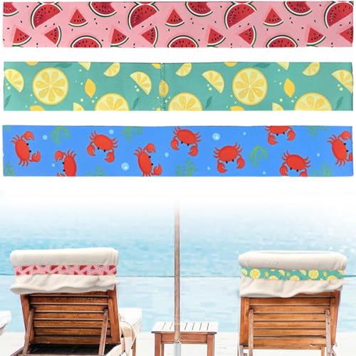 JEYORZY 3 Stück Stuhlbänder Für Menschen, Strandtuchhalter Clips, Handtuchbänder Strand, Dehnbar Handtuchbänder für Strandkörbe Bunte Handtuchbänder Strand für Strandkörbe Pool-Strandzubehör von JEYORZY