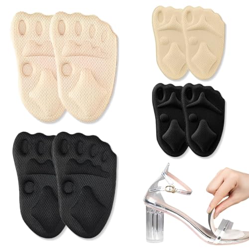 JEYORZY 4 Paar High Heel Cushion Pads, Ballenpolster Vorfußpolster Damen, Schuhfüller Schuhpads Fusspolster Pads Verhindert Rutschen bei zu Großen Schuhen Einlegesohlen Vorfuß, Ballenpolster von JEYORZY