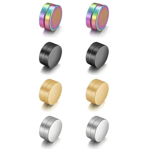 JEYORZY 4 Paare Magnet Ohrringe Set - Magnetohrringe, Nicht Durchbohrend, Magnet Ohrringe Damen, Kein Piercing Magnetische Ohrringe für Herren Mann Damen, Einfachheit Magnet Ohrringe, Mehrfarbig von JEYORZY