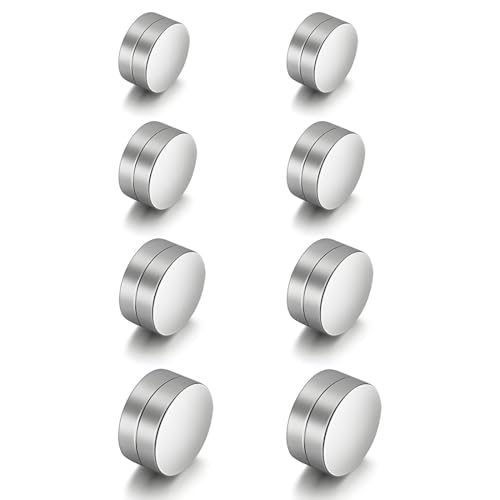 JEYORZY 4 Paare Magnet Ohrringe Set - Magnetohrringe, Nicht Durchbohrend, Magnet Ohrringe Damen, Kein Piercing Magnetische Ohrringe für Herren Mann Damen, Einfachheit Magnet Ohrringe, Silber von JEYORZY