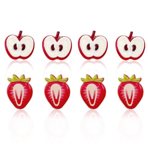 JEYORZY 4 Paare Magnetohrringe, Magnet Ohrringe Damen, Kein Piercing Magnetische Ohrringe für unisex, Weibliche Früchte Frucht-Ohr-bolzen Lustige Nette Ohrringe, Nicht Durchbohrend von JEYORZY