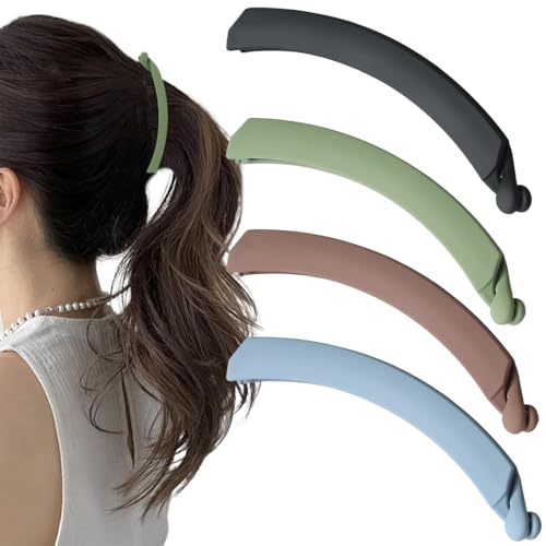 JEYORZY 4 Stück Banana Clip Dickes Haar Banana Clip Groß Banana Hair Clip, Pferdeschwanz Haarspange Bananen Vintage Haarspange Stabil Bananenspange Haare Dickes Haar, für Damen von JEYORZY