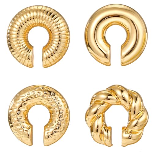 JEYORZY 4 Stück Ear Cuff Set für Damen Ohrmanschette Ohrringe Fake Ohrringe Fakepircings Ohr Earcuffs Ear Cuff Gold Clip Ohrringe Non Piercing Fake Helix Knorpel Wrap Ohrklemme von JEYORZY