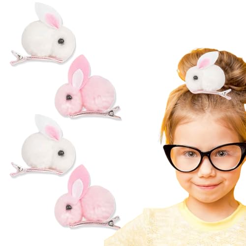 JEYORZY 4 Stück Haarspangen Spangen Mädchen, Niedliche Haarspangen für Mädchen Geburtstag,Haar Accessoire für Kinder, Der Osterhase von JEYORZY