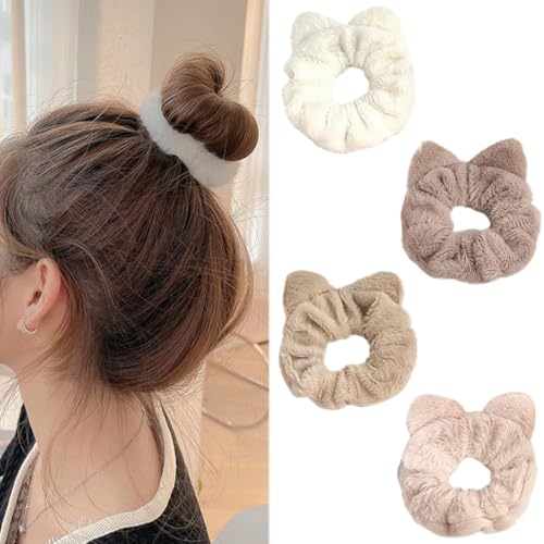 JEYORZY 4 Stück Seide Haargummi, Haargummis Scrunchies für Damen, Premium Samt Haargummis, Damen Haare Ringe, Pferdeschwanz Halter Hairband, Silk Haarschmuck für Mädchen Damen von JEYORZY