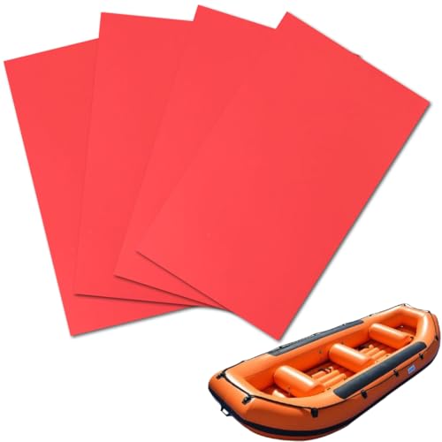 JEYORZY 4 Stücke Schlauchboot Reparaturset, PVC Kajak Reparatur Patches, Flicken Schlauchboot, 20x13cm, Wasserdichtes SUP Flickzeug Set für Kanu, Aufblasbare-Schlauchboot, Kajak, Schlauchboot(Rot) von JEYORZY