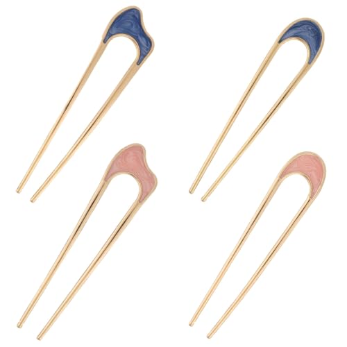 JEYORZY 4-teilige U-förmige Haarnadel Französisch Stil Schildkröte Schale Metall Haarnadel Gabelstöcke für Frauen Haarstyling Zubehör von JEYORZY