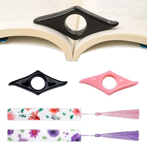 JEYORZY 4 pcs Daumenring Seitenhalter, Harz Lesezeichen, Buchseitenhalter Buchhalter Daumen Lesezeichen Transparent Buchöffner Lesezubehör handgefertigt Buch Seitenhalter Harz für Lehrer Buchliebhaber von JEYORZY