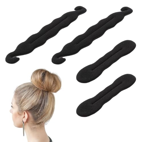 JEYORZY 4 Stück Magischer Haarknoten Haarhalter Schwamm Clips Haar Styling Donut Brötchen Haar Twist Lockenwickler Donut Tools, Dutt Maker,Hair Bun Maker, Dreher für Frauen und Mädchen von JEYORZY
