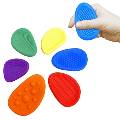 JEYORZY 6 Stück Sensory Fidget Toys, Texturierte Sorge Stein Sensorische Spielzeug für Kinder mit Autismus, Angst Relief Sensorische Spielzeug für Kinder und Erwachsene von JEYORZY