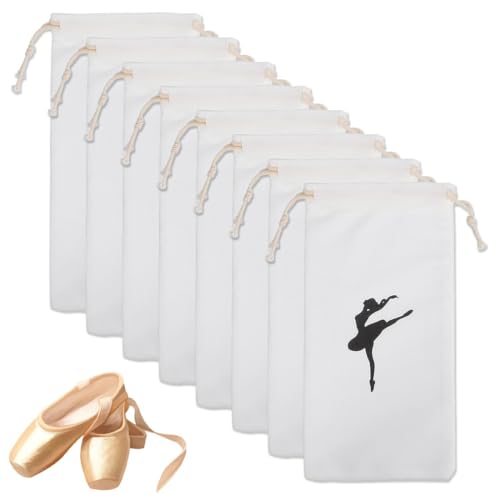JEYORZY 8 Stück Schuhbeutel Ballettschuhe, Tragbare Schuhtasche Transparente, PE wasserdichte Schuhtaschen mit Zugband, Balletttasche Mädchen Ballett Tasche für Mädchen von JEYORZY