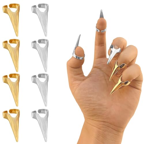 JEYORZY 8 pcs Retro Punk Cool Rock Gothic Ferse Finger Kralle Spike Ring Offen Personalisierte Schmuck Cosplay Party Geschenk, Fingerklauen, Fingernagelspitzen-Klauenringe Punk-Fingerspitzen von JEYORZY