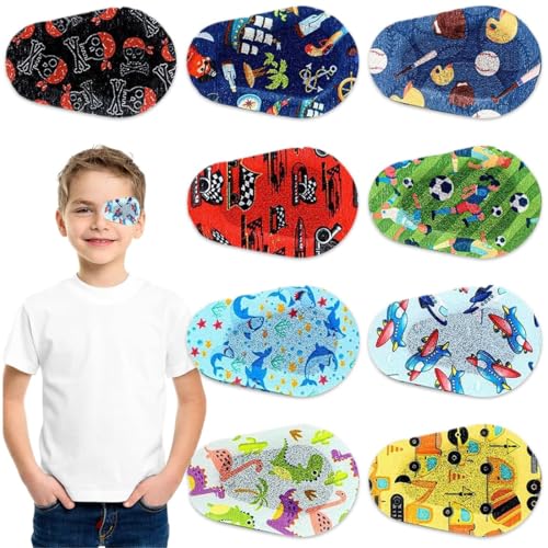 JEYORZY 9 Pcs Augenpflaster Kinder, Amblyopie Augenklappen Kinder, Bunte Cartoon Wiederverwendbare Augenklappen, für Brillen Behandeln Faule Auge Amblyopie Strabismus, Eye Strabismus Augenpflaster von JEYORZY