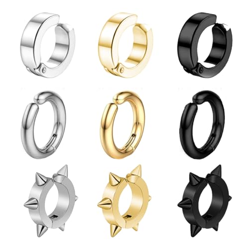 JEYORZY 9pcs Ear Cuff Set, Ear Cuff für Damen Fake, Damen Ohrmanschette Ohrringe Earcuffs Set Helix Knorpel Ohrmanschette Ohne Ohrloch Wickelohrring Fakepircings Ohr Cuffs Ohrklemme Ohne Ohrloch von JEYORZY