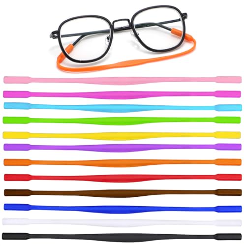 JEYORZY Brillenband für Kinder & Erwachsene - 12er Set in verschiedenen Farben für Lese-, Schwimm- & Sonnenbrillen，Perfekt zur Vermeidung von Verlust oder Beschädigung beim Sport oder auf Reisen von JEYORZY