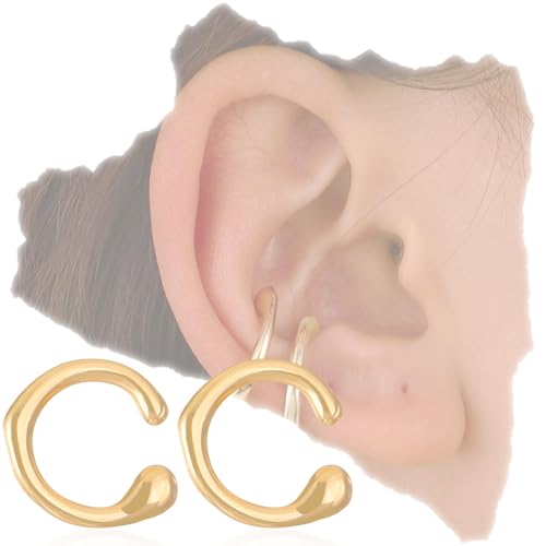 JEYORZY Ear Cuff Set für Damen Ohrmanschette Ohrringe Fake Ohrringe Fakepircings Ohr Earcuffs Clip Ohrringe Non Piercing Fake Helix Knorpel Wrap Cuff Ohrringe Ohrklemme,Gold von JEYORZY
