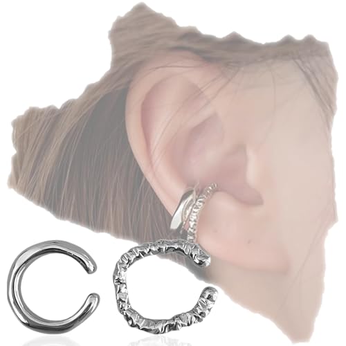 JEYORZY Ear Cuff Set für Damen Ohrmanschette Ohrringe Fake Ohrringe Fakepircings Ohr Earcuffs Clip Ohrringe Non Piercing Fake Helix Knorpel Wrap Cuff Ohrringe Ohrklemme,Silber von JEYORZY