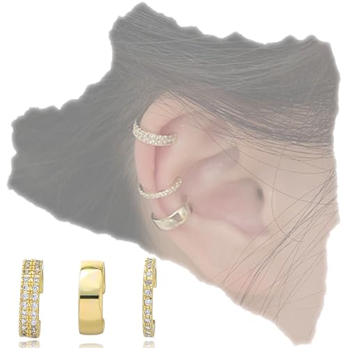 JEYORZY Ear Cuff Set für Damen Ohrmanschette Ohrringe Fakepircings Ohr Earcuffs Gold Clip Ohrringe Non Piercing Fake Helix Knorpel Wrap Cuff Ohrringe Ohrklemme für Frauen Freundin Mama von JEYORZY