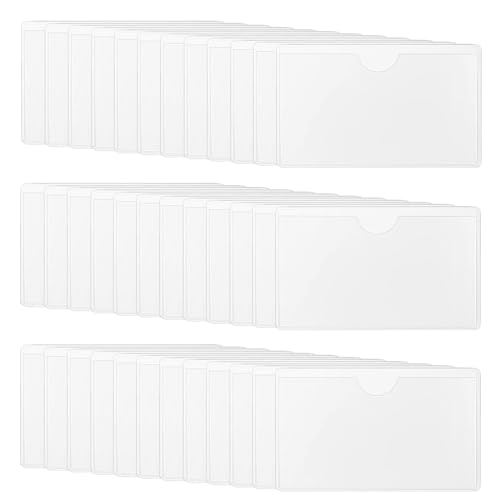 JEYORZY Etikettenhalter Selbstklebend, 36 pcs Selbstklebend Etikettenhalter Transparent Kartentaschen, Visitenkartentaschen Selbstklebend Transparent Visitenkartenhüllen Klebetaschen für Visitenkarten von JEYORZY