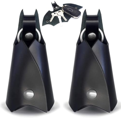 JEYORZY Leder-Schlüsseletui mit Batman-Schlüsselanhänger und -tasche zum Schutz von Auto- und Motorradschlüsseln von JEYORZY