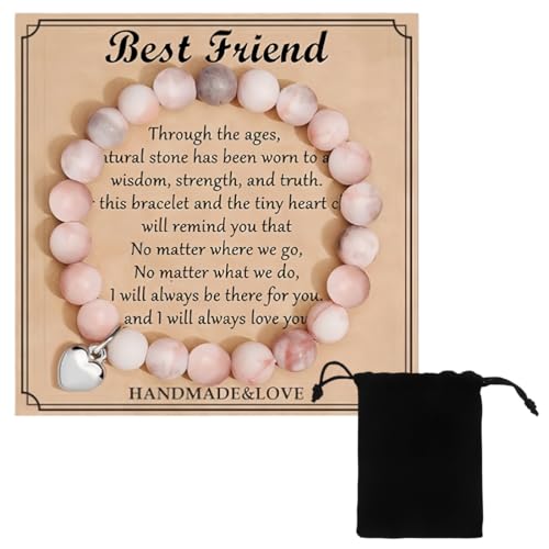 JEYORZY Naturstein Armband Mit Grußkarte, Frau Idee Original Geschenk Teenager Mädchen Geschenke Weihnachten Frau Geburtstagsgeschenk Armband Geschenk für Tochter Mutter Schwester Freundin von JEYORZY