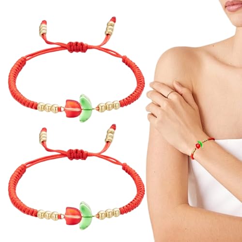 JEYORZY Pack of 2 Rotes Armband, Handgemachtes Glück Armband, Einstellbare Rotes Armbänder Schutz, Tibetisches Glücksarmband, Gewebte Armbänder für Frauen Damen Herren Kinder Jungen von JEYORZY