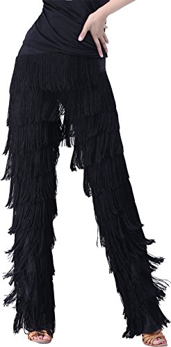 JEZISYMA Damen js Chow Quasten ballsaal Latin Tango Salsa Praxis Performance-Tanz-Pants red groß schwarz von JEZISYMA
