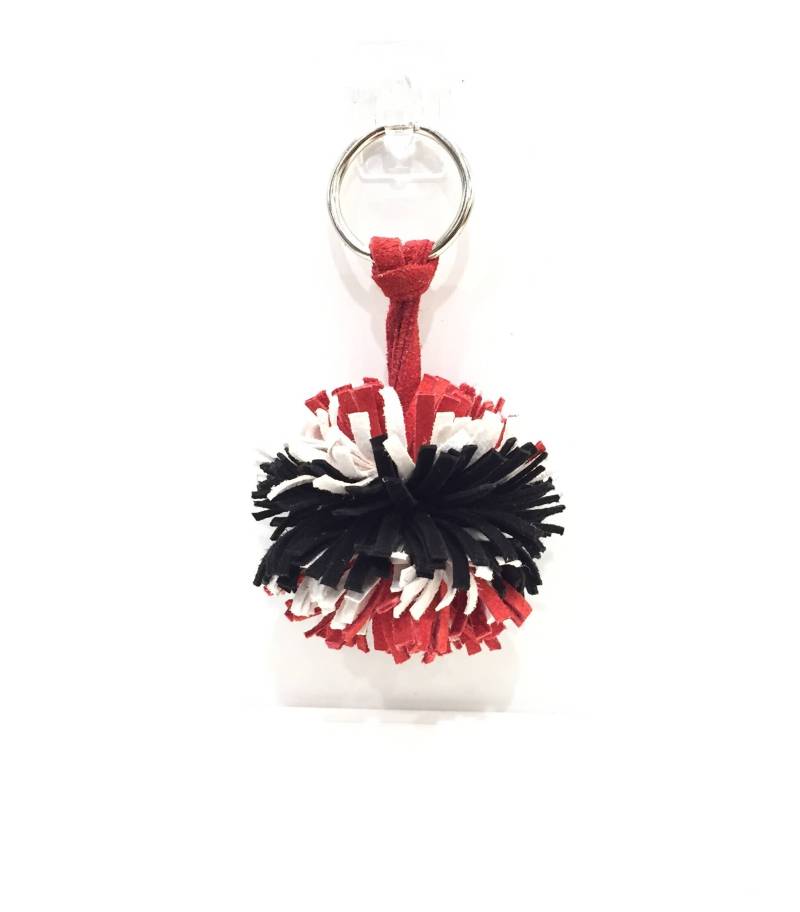Georgia Bulldogs, Maryland Fußball, Terrapins, Redandblackandwhite Keyfob, Atlanta Falken, Pompon Schlüsselanhänger, Pompom Clip, Kostenloser Versand von JEllisLeatherDesigns