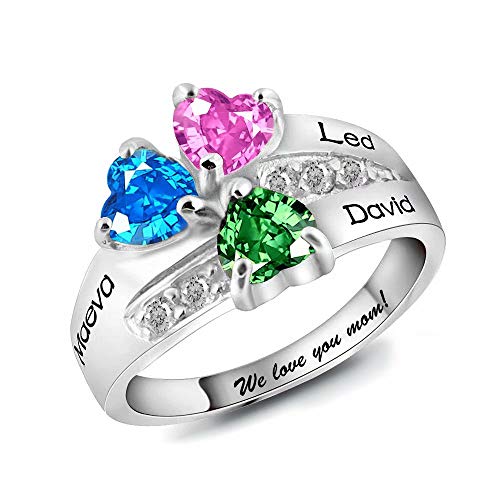 925 Sterling Silber Mütter Ring mit 3 Namen 3 Birthstone Versprechen Birthstone Ringe Personalisierte Schmuck Geschenk für Mama von JF