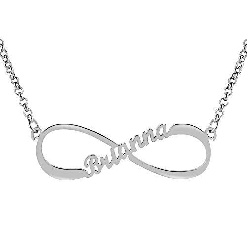 JF Titan Edelstahl personalisierte Name Halskette Infinity Anhänger für Frauen & Mädchen von JF