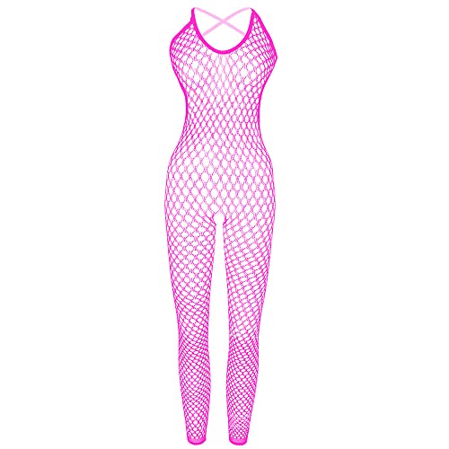 JFAN Baby Dolls Negligees FüR Damen Einteilige AnzüGe UnterwäSche FüR Frau Durchsichtiges GläNzendes Netzgewebe ReizwäSche Dessous，Eine Größe für alle Rosa von JFAN