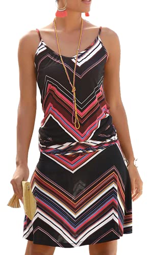 JFAN Damen Langes Kleid Strandkleid mit Boho Printed Beach Rock O-Neck Kleider Damen Freizeitkleider Kleider，Rot XL von JFAN