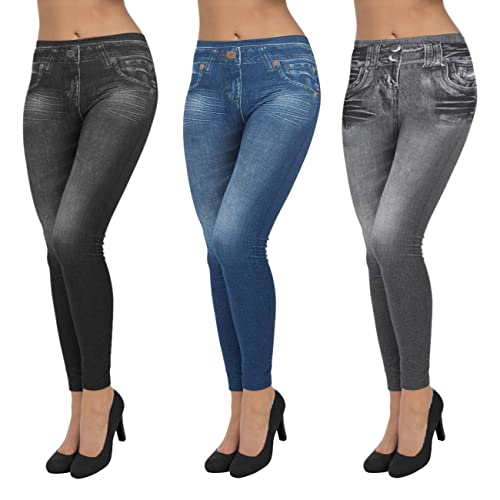 JFAN Damen Skinny Leggings Hüfthose Röhrenjeans Casual Stretch Mit Hoher Taille Strassenmode Imitation Denim Leggings von JFAN