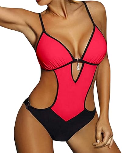 JFAN Damen Trikini Badeanzug Strand Schwimmbad Sexy Damen Einteiler Badeanzug mit Push-up Polsterung von JFAN