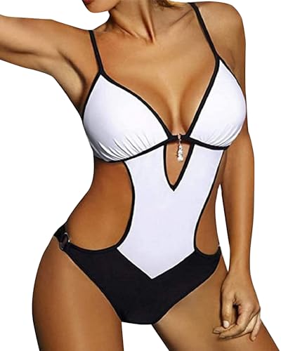 JFAN Damen Trikini Badeanzug Strand Schwimmbad Sexy Damen Einteiler Badeanzug mit Push-up Polsterung von JFAN