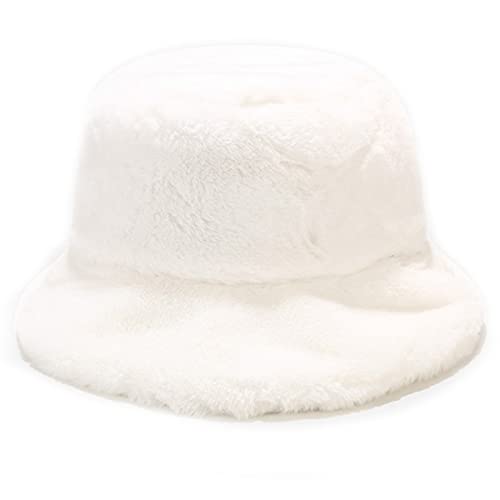 JFAN Fischerhut Damen Unisex Eimer Hut Einfachheit UV Schutz Plüsch Einfarbig Faltbar Hut One Size Weiß von JFAN