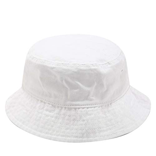 JFAN Fischerhut Unisex Eimer Hut Sommer Einfachheit Hut UV Schutz Doppelte Retro Abnutzung Sonnenhut Faltbar Segeltuch Hat 56-58CM Weiß von JFAN