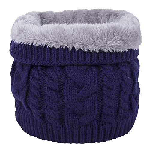 JFAN Halswärmer Nackenwärmer Fleece Innenfutter Schlauchschal Halstuch Loop Schal Multifunktionstuch Strickschal Feinstrick Winter Outdoor Motorrad Fahrrad für Damen und Herren Blau von JFAN