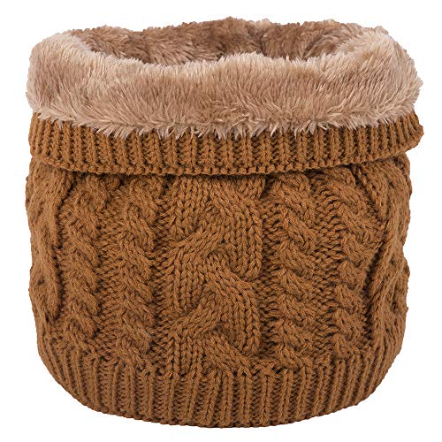 JFAN Halswärmer Nackenwärmer Fleece Innenfutter Schlauchschal Halstuch Loop Schal Multifunktionstuch Strickschal Feinstrick Winter Outdoor Motorrad Fahrrad für Damen und Herren Gelb von JFAN