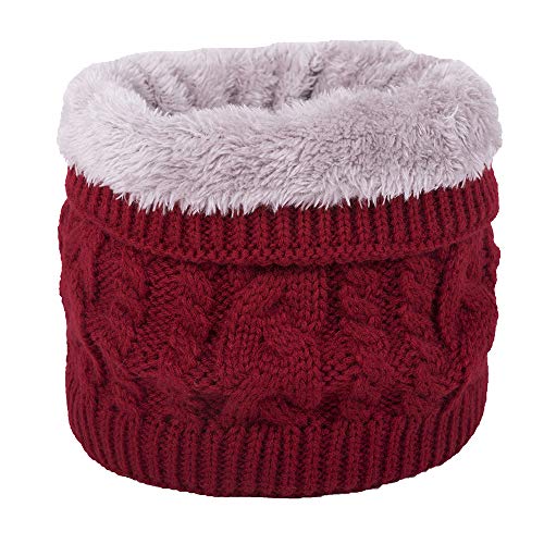 JFAN Halswärmer Nackenwärmer Fleece Innenfutter Schlauchschal Halstuch Loop Schal Multifunktionstuch Strickschal Feinstrick Winter Outdoor Motorrad Fahrrad für Damen und Herren Rot von JFAN