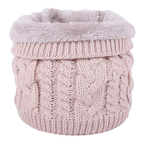 JFAN Halswärmer Nackenwärmer Fleece Innenfutter Schlauchschal Halstuch Loop Schal Multifunktionstuch Strickschal Feinstrick Winter Outdoor Motorrad Fahrrad für Damen und Herren Rosa von JFAN