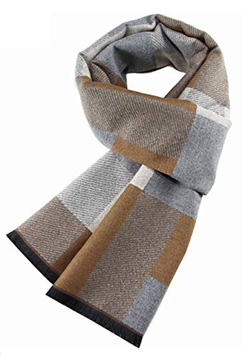 JFAN Herren Herbst und Winter Warmer Tartan Schal - Mode und Elegant Weicher Langer Klassischer Gemütlicher Lässiger Warmer Kaschmirschal 180 * 31cm (Khaki) von JFAN